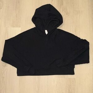 ALO Yoga Cropped Black Hooded Sweater